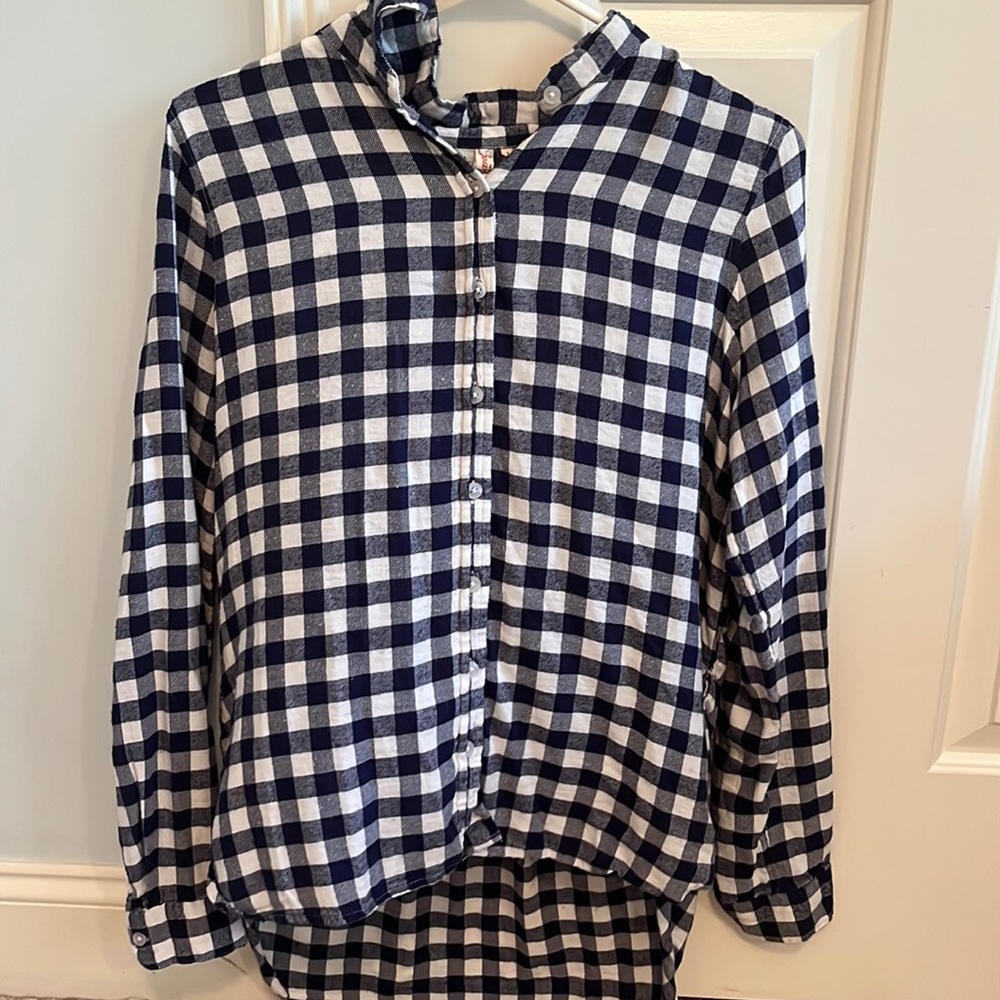 blue and white checkered pattern Red Camel small women button down